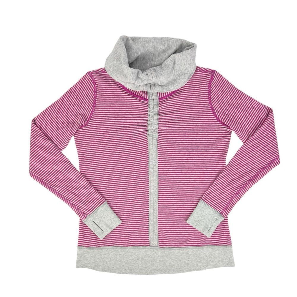 Lululemon In A Cinch Grey Raspberry Pink Reversible Long Sleeve‎ Top Jacket 6